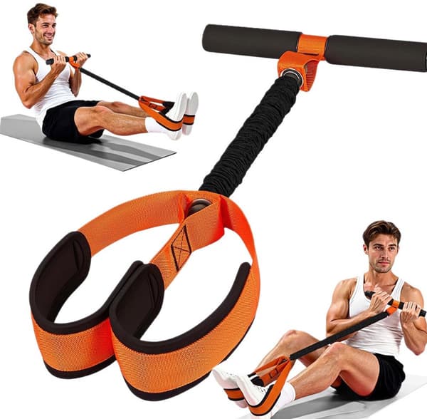 Elastiskt motståndsband för magträning, med handtag, orange
