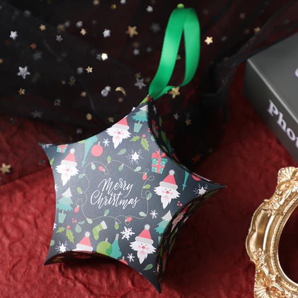 Kreativ julklappsförpackning, godisask för julafton, 10 stycken, stjärnformad presentförpackning, jul-temafest presentförpackning, 008 8