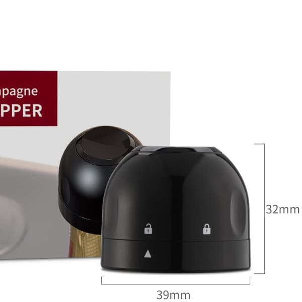 2-pack Champagne vinpropp - vakuumförslutare - svart propp