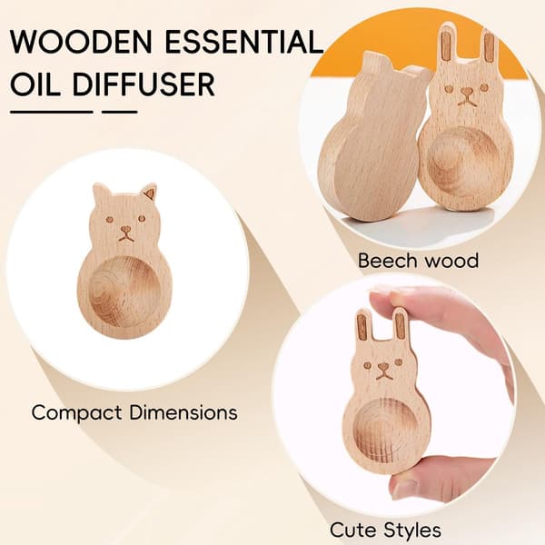 Björn & Kanin Trä Diffuser Set för Eteriska Oljor (4 Delar), Långvarig Doft för Sovrum & Kontor, Träfärg