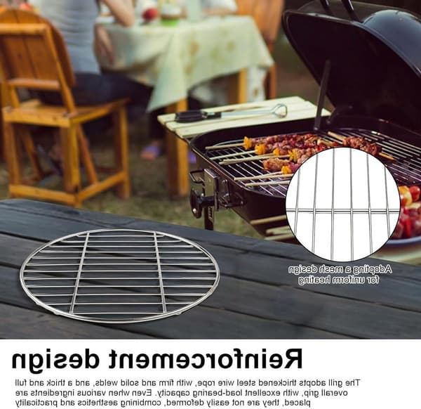 Runt grillgaller i rostfritt stål, 30 cm diameter, för camping/picknick