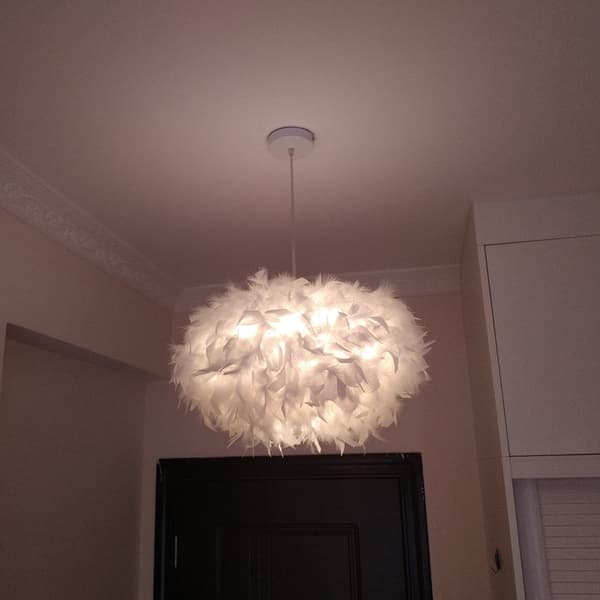 Vit fjäderlampa E27 40w - diameter 45cm
