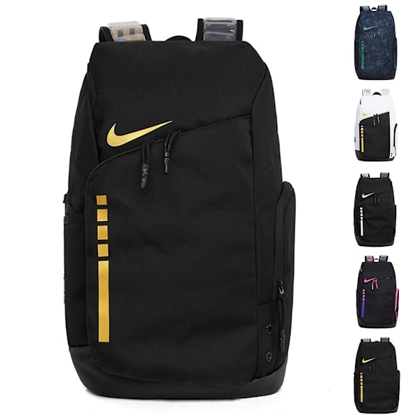 Unisex Nikes Elite Pro Basketryggsäck Skolväska Gym Sport Resväska Laptopväska Black White