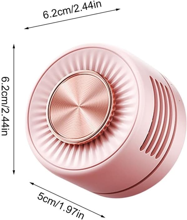 Klämbar bladlös midjefläkt, 360° justerbart luftflöde, trådlös och bärbar, rosa.