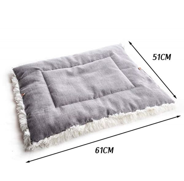 Plysch vikbar kattsäng, 61×51cm, lämplig för katter och hundar under 10kg, grå och vit.