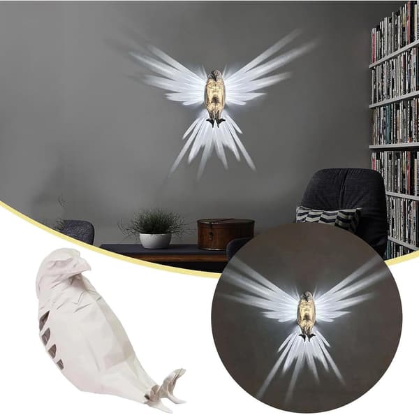 Eagle 3D LED Vägglampa, Sovrum Hall Bar Dekorativ Nattlampa, Vit
