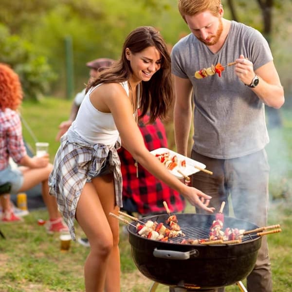 Runt grillgaller i rostfritt stål, 30 cm diameter, för camping/picknick