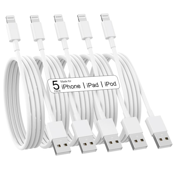 Laddare för iPhone 5-pack 6/6/6/10/10 fot lång Lightning-kabel Snabbladdning