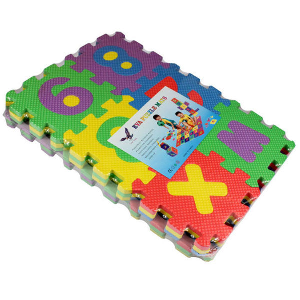 36-delars Träningspussel för Barn i Flera Färger med Bokstäver och Siffror Lekmatta för Golvskydd Träning 12 x 12cm