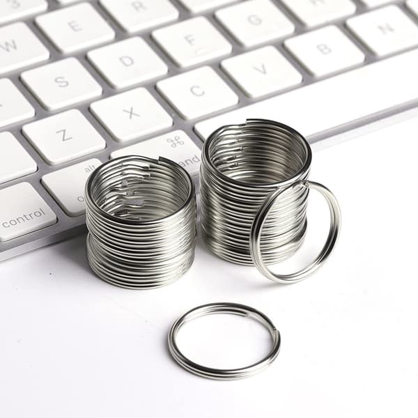 50-pack metallöppna nyckelringar, DIY-krokar, 25 mm, silver