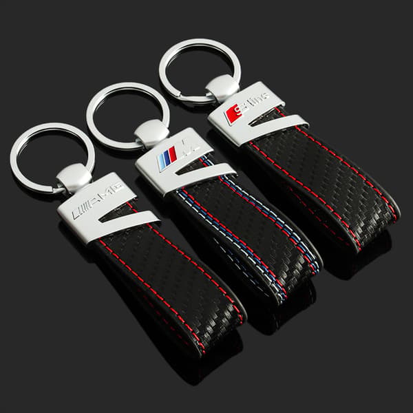 Ben-z AMG logotyp nyckelring i äkta kolfiberläder