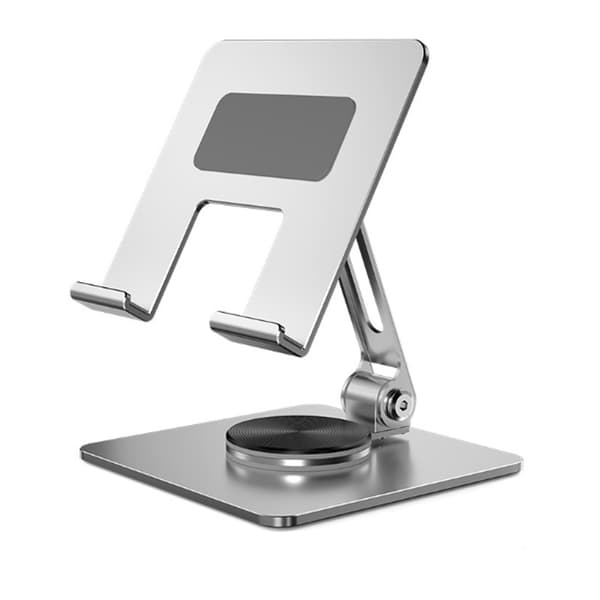 Tabletthållare, 360° roterande hopfällbart metallstativ för iPad (Silver) silvery