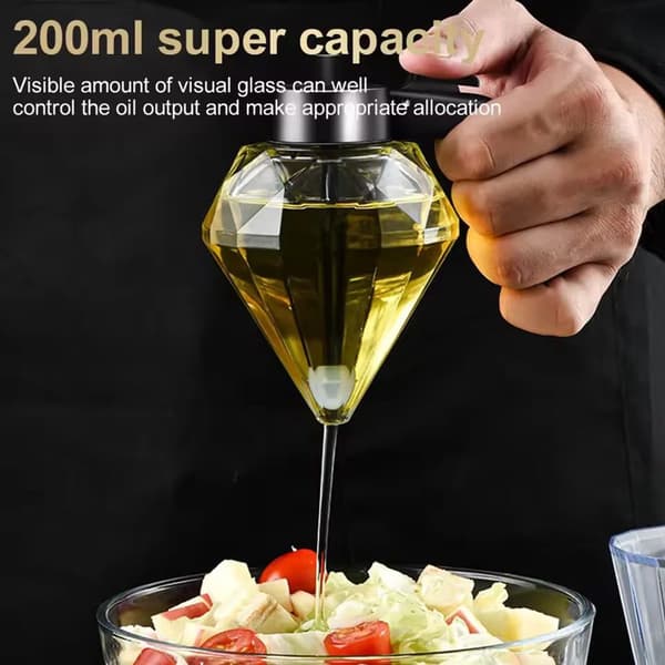 Klämflaska för kryddor i glas, 200 ml, multifunktionell oljedispenser/honungsburk