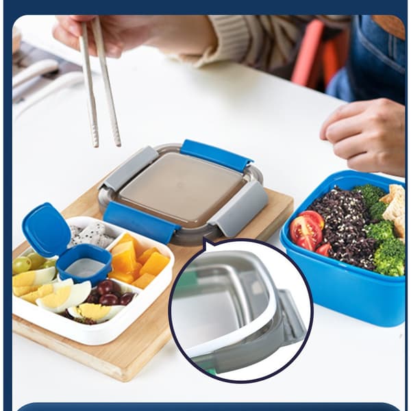 Matlåda med fack - matlåda för vuxna och barn - salladslåda - bento box (rosa)