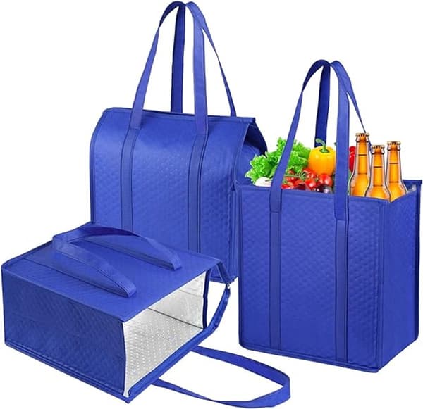 Isolerade lunchväskor, 3-pack, 30×33×18cm, blå