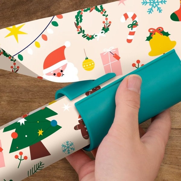 Pack Glidande Presentpapperskutter - Bärbar Presentpappersrulle Kutter för Jul och Födelsedagsinpackning