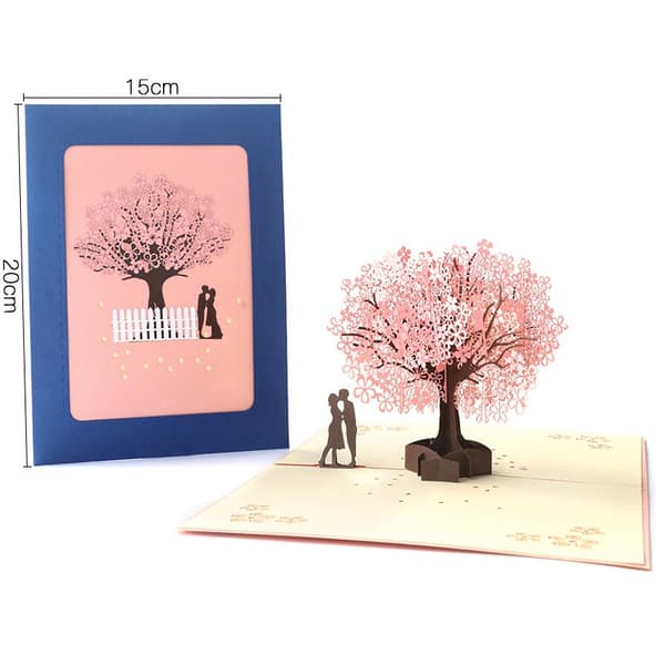 3D Grattiskort - Alla hjärtans dag-grattiskort - Födelsedagsgrattiskort - Bröllopsgrattiskort med kuvert - Körsbärsblomningsgrattiskort