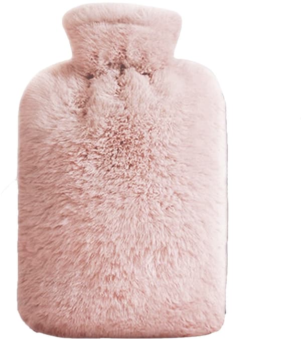 500 ml varmvattenflaska med fleecefodral, breddad vatteninlopp, rosa.