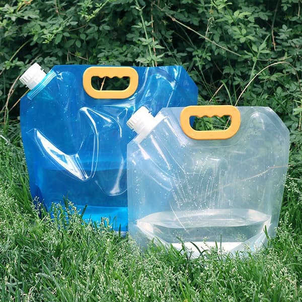 Vikbar vattenförvaringspåse för utomhusbruk (2 delar), 2,5L, för nödvattensförvaring under camping, blå.