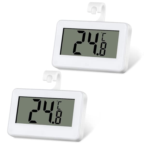 Kylskåpstermometer - 2-delad digital temperaturkontroll kylskåpstermometer med LCD-display för inom- och utomhusbruk