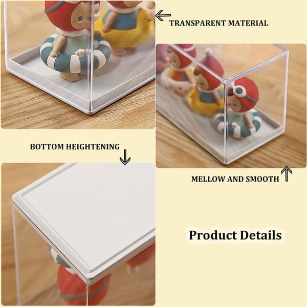 Akryl dammtät figurvitrin, 30,3×8×10,5cm, för samlarförvaring, transparent.