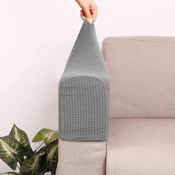 Elastiskt överdrag till fåtölj, svart jacquard, tvättbart, armstödsskydd till soffa