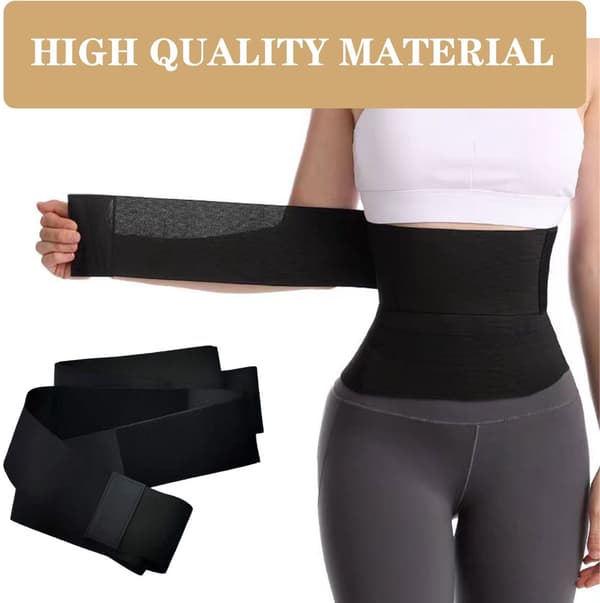 Justerbart elastiskt magkontrollbälte, 3 meter långt, för att forma och lyfta midja och rumpa, unisex, svart.