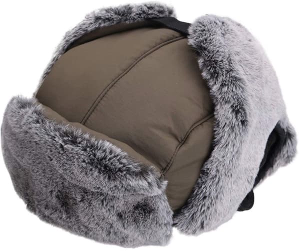 Fleece vattentät öronlappad utomhusmössa, unisex för skidåkning och vandring, grå