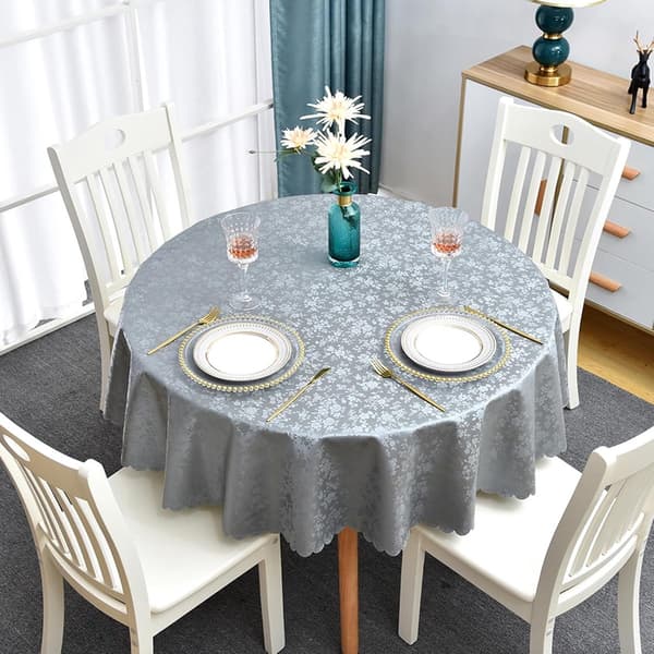 Rund vaxduk i plast, 110 cm i diameter, vattentät och tvättbar.