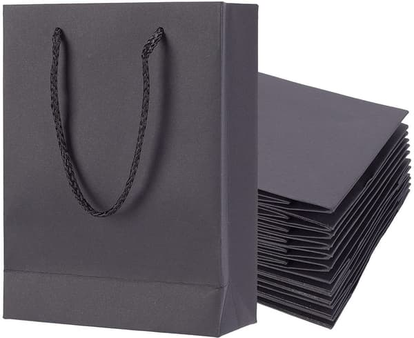 20-pack presentpåsar i kraftpapper, för födelsedagsfester och bakningsshopping, svart.