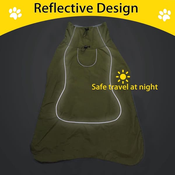 Hundtäcke - Reflexjacka - Varma ytterkläder - Armégrön - Storlek S (10-14 kg)