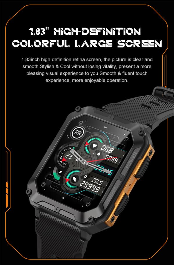Ny C20pro Bluetooth Samtal Smartklocka Utomhus Trippel Skydd Sport