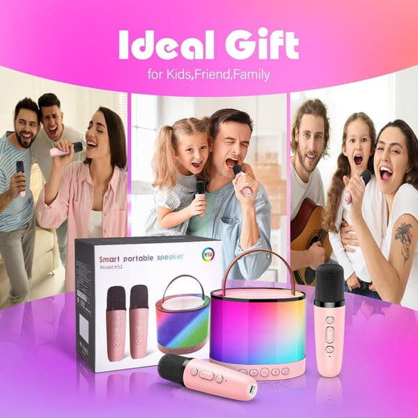 Karaokeset - Karaokemaskin Trådlöst Bluetooth karaokeset för barn med 2 mikrofoner - present till flickor - sångspel - 3-12 år