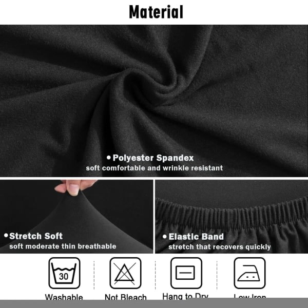 Stretch Stolsöverdrag - Tvättbara Stretch Matstolsöverdrag svart