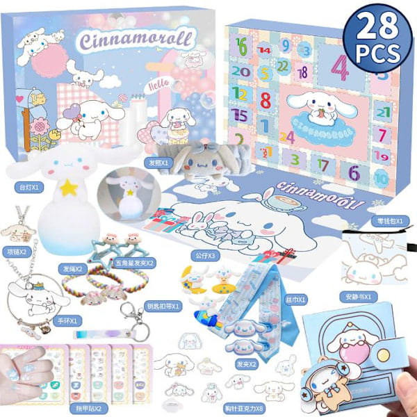 Adventskalender med Sanrio-figurer i Blind Box-set, Leksaker för flickor, Nedräkning till jul, Juldekorationer Cinnamoroll