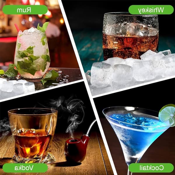 Set med 2 återanvändbara isbitsformar i silikon med lock - Lätta att ta bort, perfekta för drycker och cocktails
