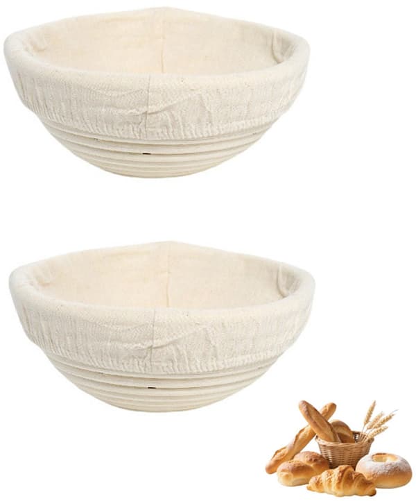 Ovalformad jäskorg i flätverk (2 delar), för bakning, 25×8×15cm, med foder, beige.