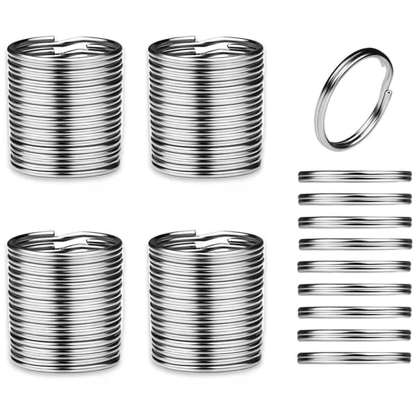 50-pack metallöppna nyckelringar, DIY-krokar, 25 mm, silver