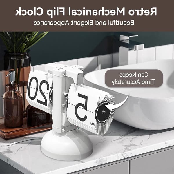 Dailygoods Dailygoody Tyst Retro Flip-bordsklocka för inomhusbruk, Vit