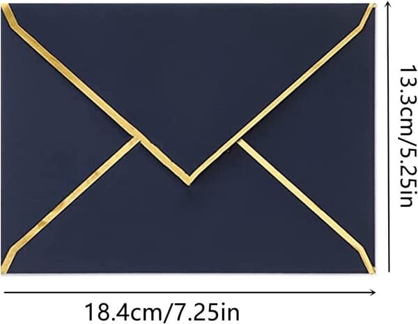30 stycken Kuvert med guldram - A7 - Kuvert - Inbjudan - Hållbart val - ECO - 13,5 x 18,5 cm - Blå