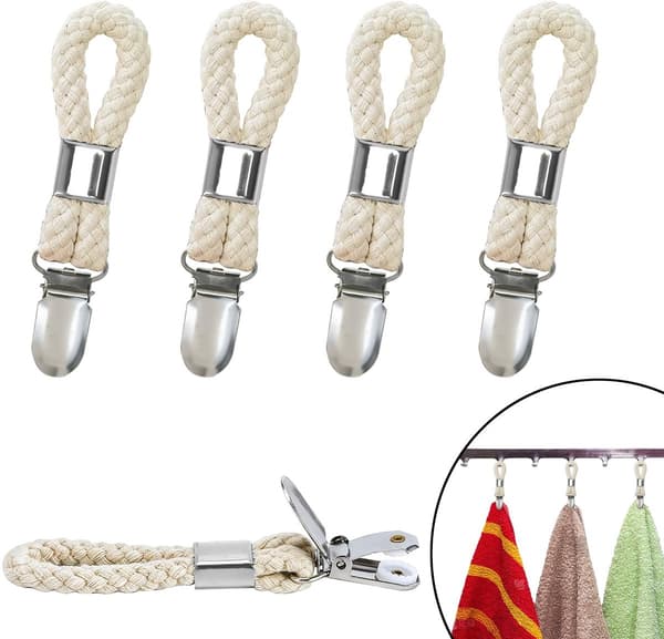 4-delat vävt handdukskroksset, för hemmabruk i sovrum, kök och badrum, beige.