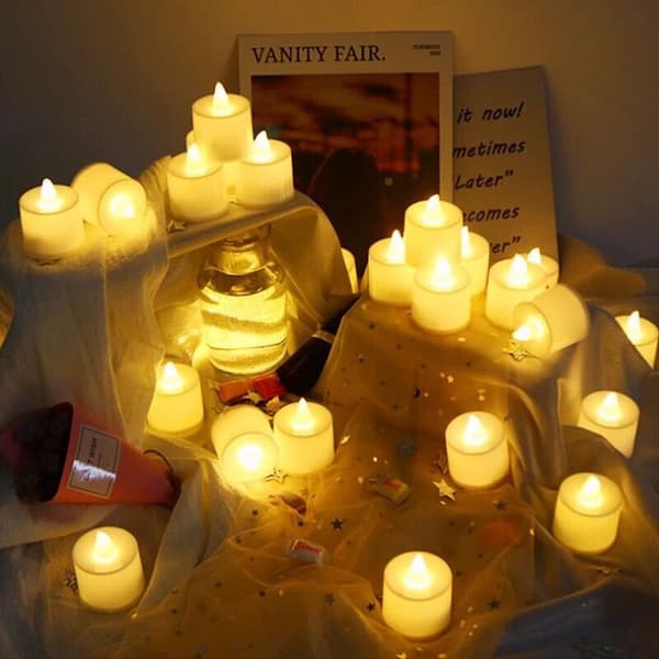 Flamlösa LED-värmeljus - 24-pack batteridrivna LED-värmeljus för fester och heminredning