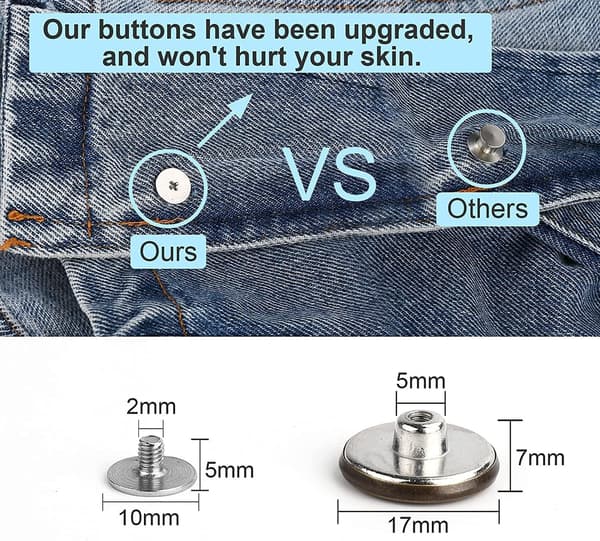 Jeansknappar - Justerbara metallknappar för jeans, kläder