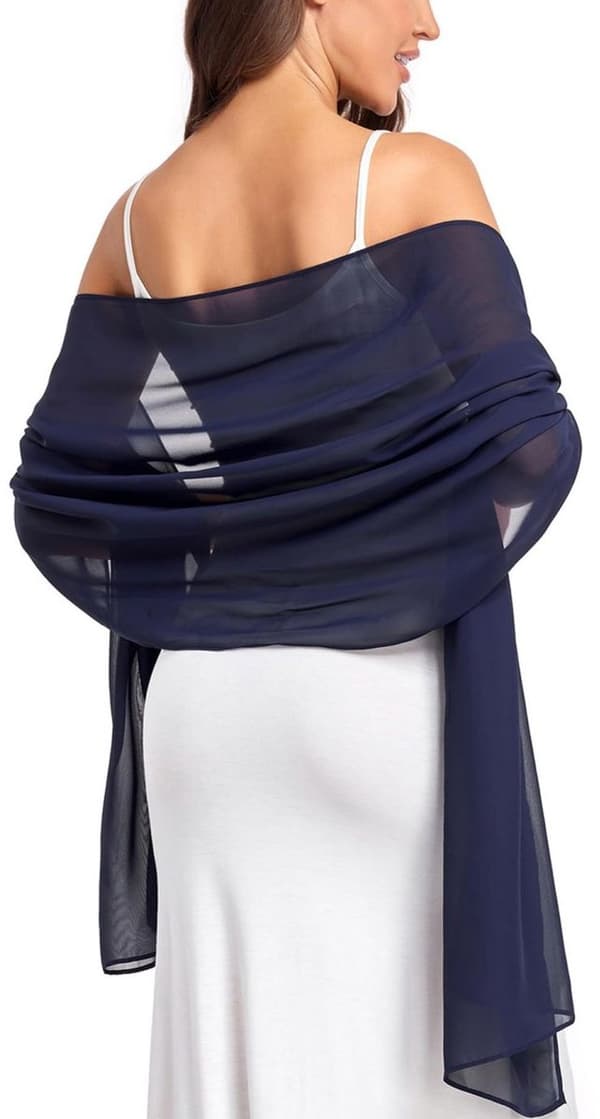 Damscarf/sjal - 175x70 cm - Mörkblå