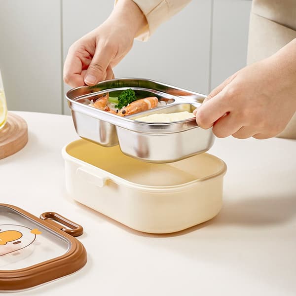 Miljövänlig matlåda i rostfritt stål - 950ml bentolåda med avdelare