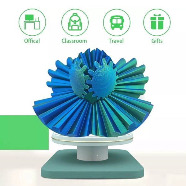 Snurrboll Fidget, 3D-printad snurrboll fidgetleksak perfekt för stress, för stress- och ångestlindring (10,5 cm) Blå