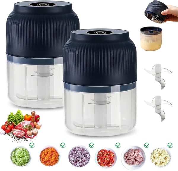 Sladdlös USB Mini Elektrisk Hackare, 300 ml, för köksvitlök, lök, grönsaker & nötter