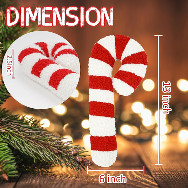 Tomte Pepparkaka Kudde Jul Prydnadskuddar Jul Lollipop Mönster Dekorativa Plyschformade Kuddar för Soffa