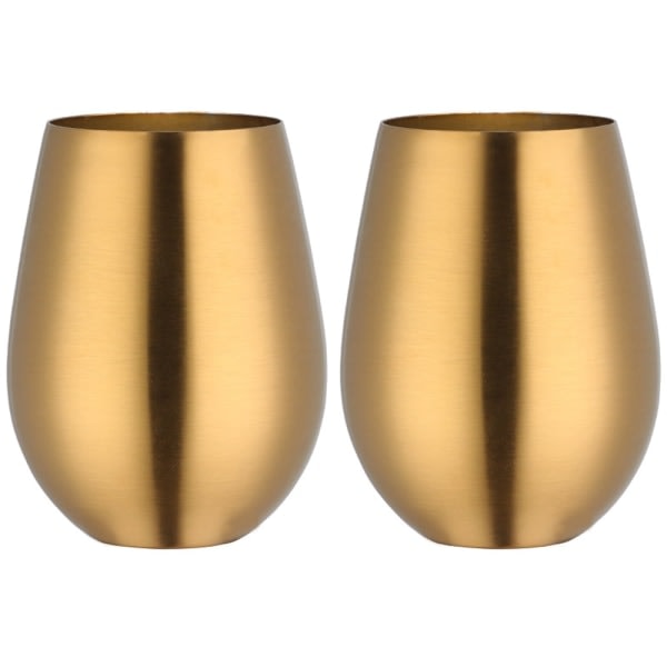 Fars Dag Present Rostfritt Stål Stemless Vinglas Portabelt Pool Vinglas - Guld