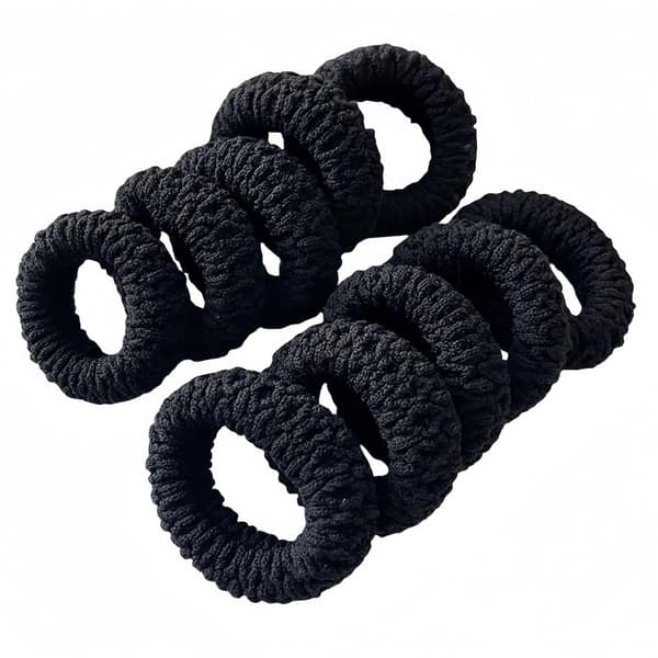 Sömlösa hårsnoddar, 10-pack, högelastiska hästsvanstillbehör, 5 svarta och 5 lila.